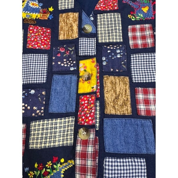 Vintage Handmade Patchwork Embroidered Vest Medium Grandmacore Cottagecore‎ - Picture 5 of 6